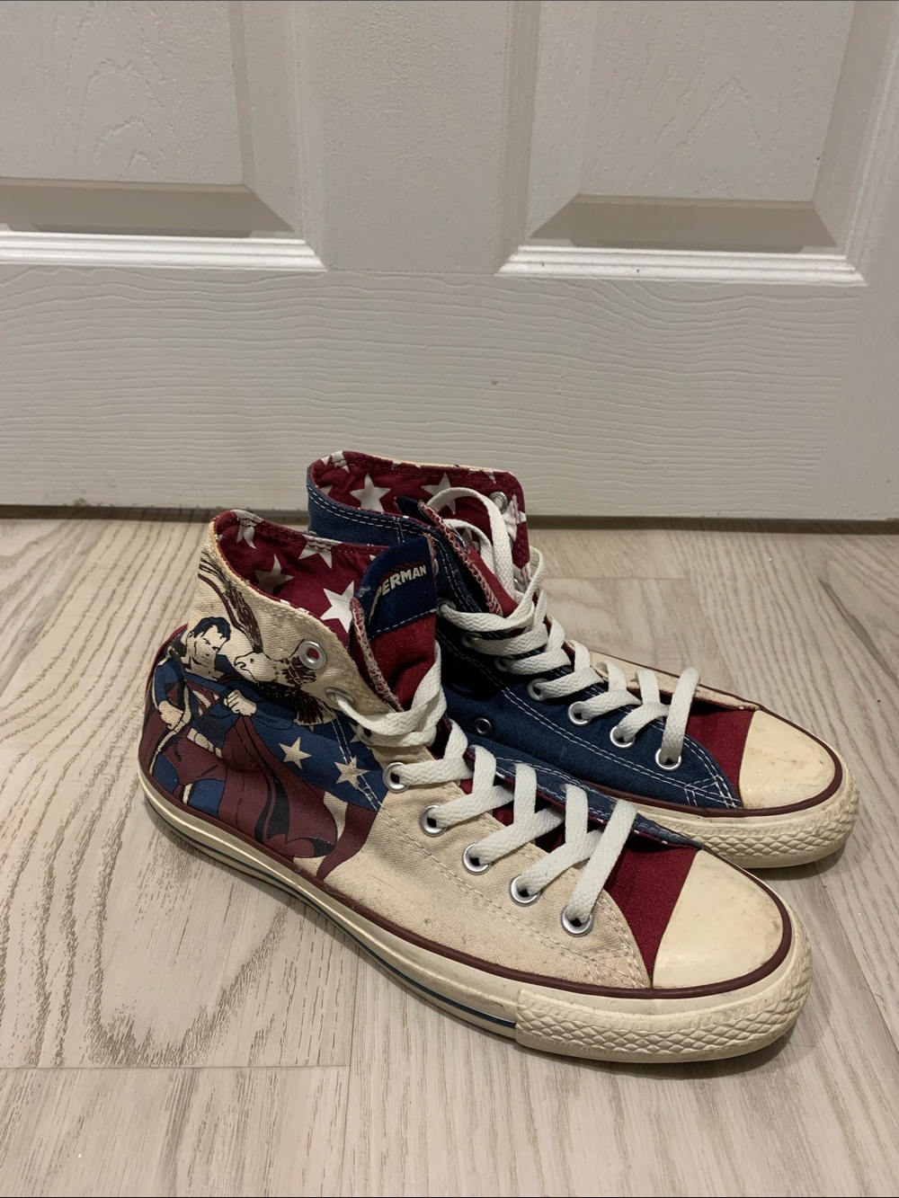 RARE Superman Converse Red, Blue & White High-Top Sneakers